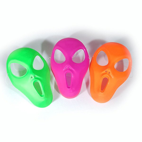 Máscara Neon Alien ET Colorida Fluor - Extra Festas