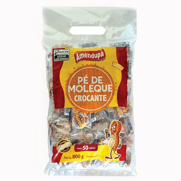 Pé de moleque crocante 800g/50und/16g. Amendupã