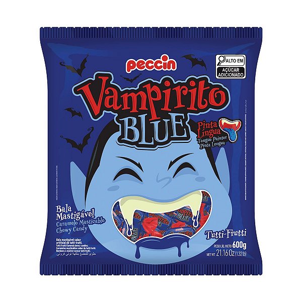 Bala Mastigável Vampirito Blue Pinta Língua 600g - Peccin