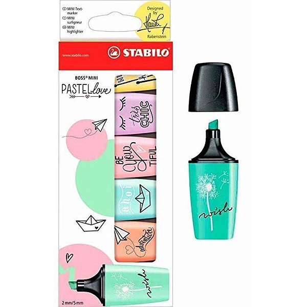 Caneta Marca Texto Mini Tons Pastel 6 Cores - Stabilo Boss