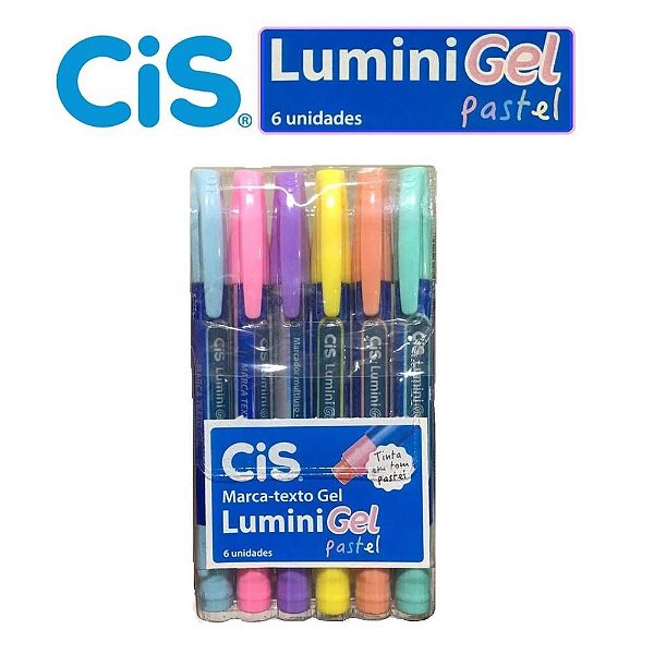 Caneta Marca Texto Gel Pastel Lumini 6 Cores - CiS