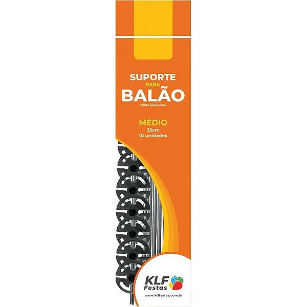 Suporte Para Balão 33CM 10UN Preto - KLF Festas