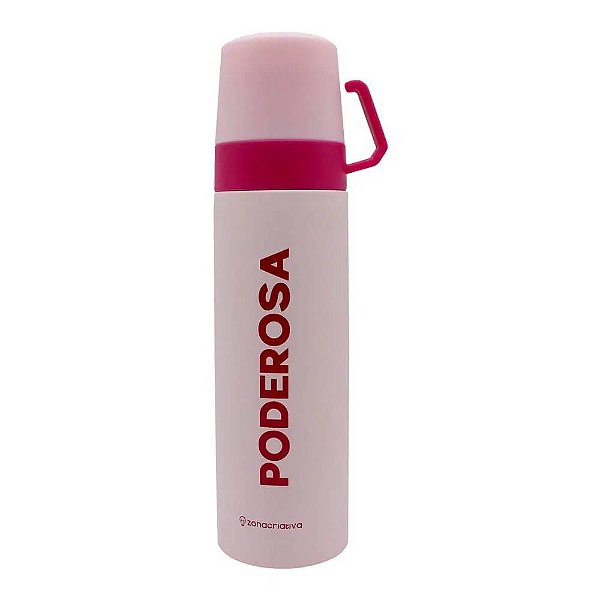 Garrafa Térmica Inox 500ML Tampa Xícara Poderosa - Zona Criativa