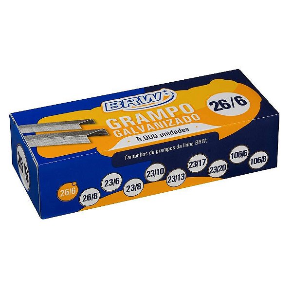 Grampo 26/6 Galvanizado 5000UN - BRW