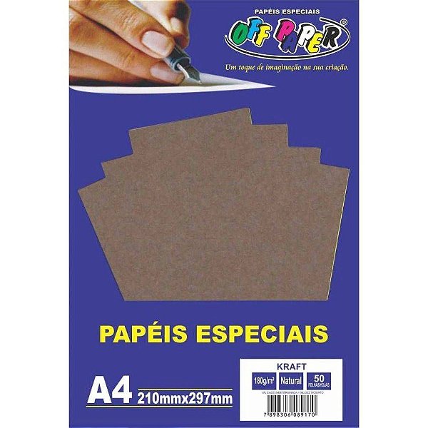 Papel Kraft 180G A4 Natural 50 Folhas - Off Paper