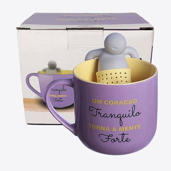 Caneca Com Infusor De Chá Amizade Verdadeira - Zona Criativa