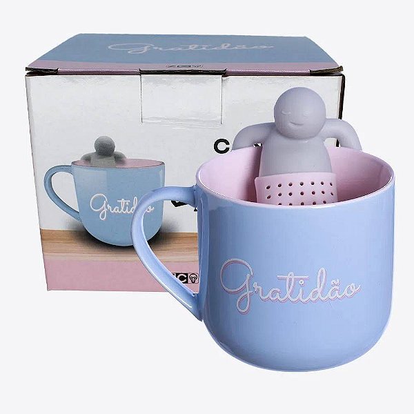 Caneca Com Infusor De Chá Gratidão - Zona Criativa