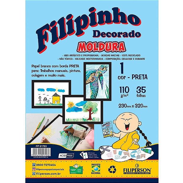 Bloco Filipinho Moldura 1 Cor Preta 120g/m² 35F - Filiperson