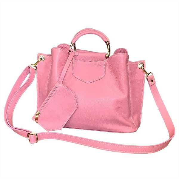 Bolsa Em Couro Legítimo 2303 Rosa - Amarelle