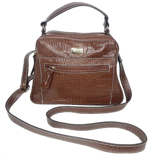 Bolsa Em Couro Legítimo 2229 Marrom Café - Amarelle