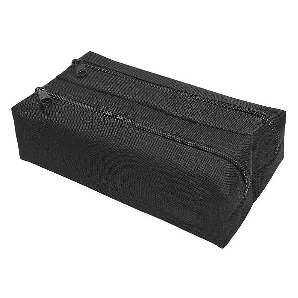 Estojo Escolar Duplo Lona Preto 1416 - Reflex