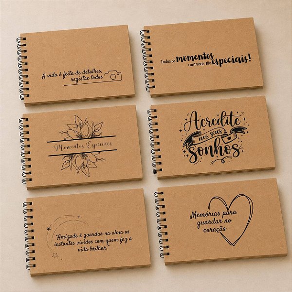 Caderno Scrapbook Álbum De Fotos Kraft Capa Dura A5 Memórias