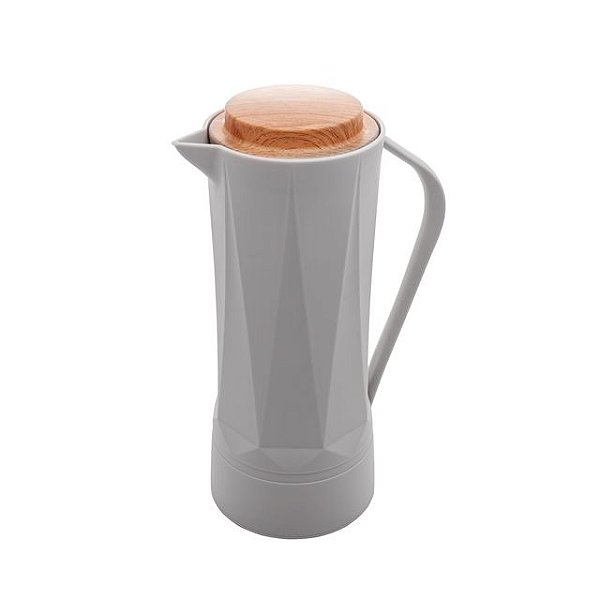 Garrafa Térmica de Plástico 1 Litro - Cinza - Modelo Queen