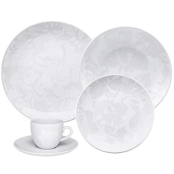 Aparelho de Jantar e Chá 20 Peças Coup Blanc Oxford Porcelanas