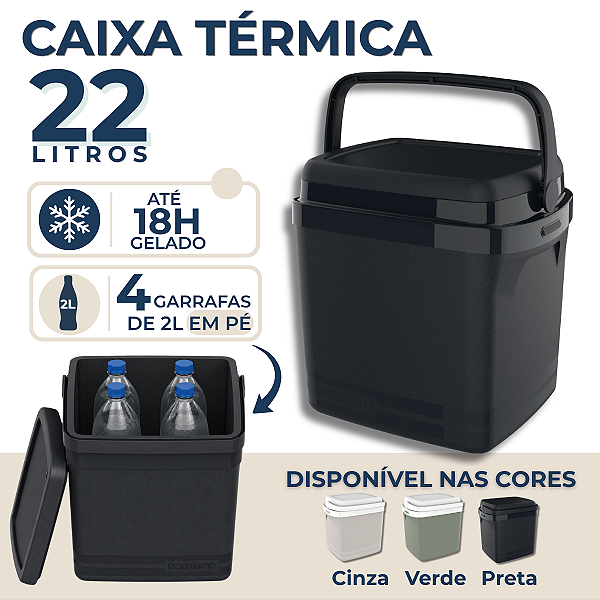 Caixa Térmica Cooler 22 Litros com Alça Soprano