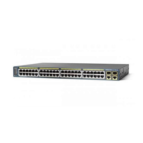 Switch Cisco WS-C2960-48PST-L - 48x 100Mbps PoE e + 2x 1Gbps RJ-45 + 2x SFP - Seminovo