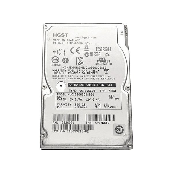 HD HGST 600GB SAS 6Gb/s 10K RPM 2.5" SFF Ultrastar C10K600 (0B26032) - Seminovo