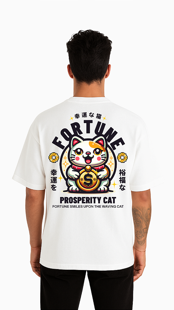 CAMISA OVERSIZED - FORTUNE CAT LUCK - UNDER CREW