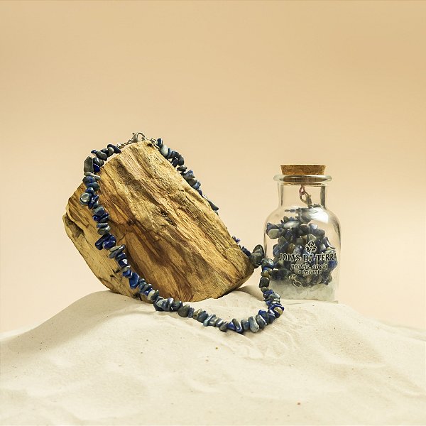 Colar de Sodalita Na Garrafa Com Extensor de Tamanho (Foco e Comunicação)