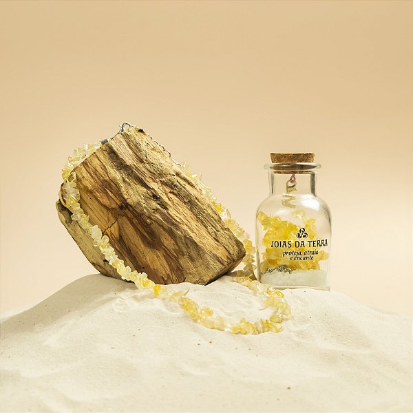 Colar de Citrino Na Garrafa Com Extensor de Tamanho (Prosperidade e Expansão Material)