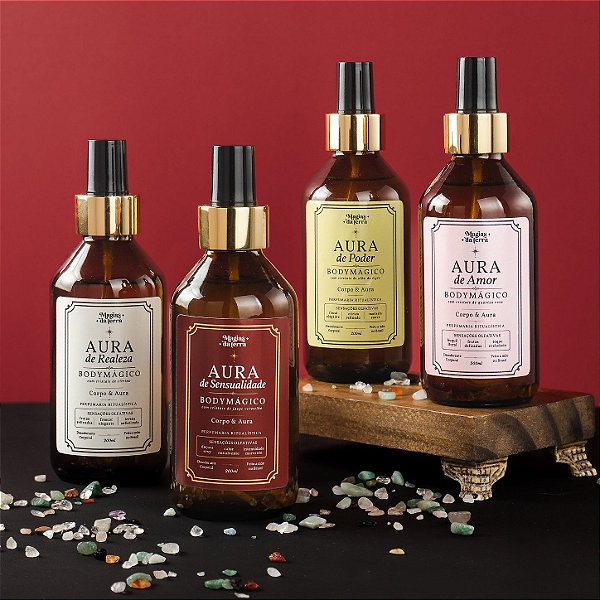 Kit 4 Body Splash Aura Com Cristais 200ml
