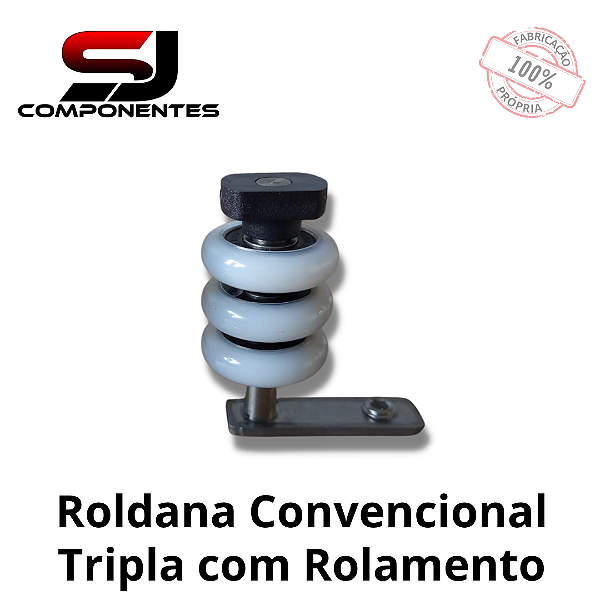 ROLDANA TRIPLA COM FREIO BRANCA CONVÊNCIONAL