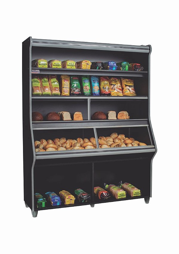 Vitrine de Paes 1,80m Preta c/ Gavetao Passa Pao Linha Modular Fenix VF - 008 - F Frilux