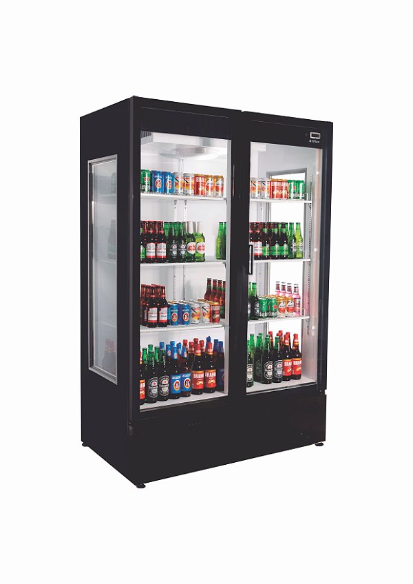 Cervejeira Dupla Vertical Portas de Vidro 1200L RF018 Preta Frilux