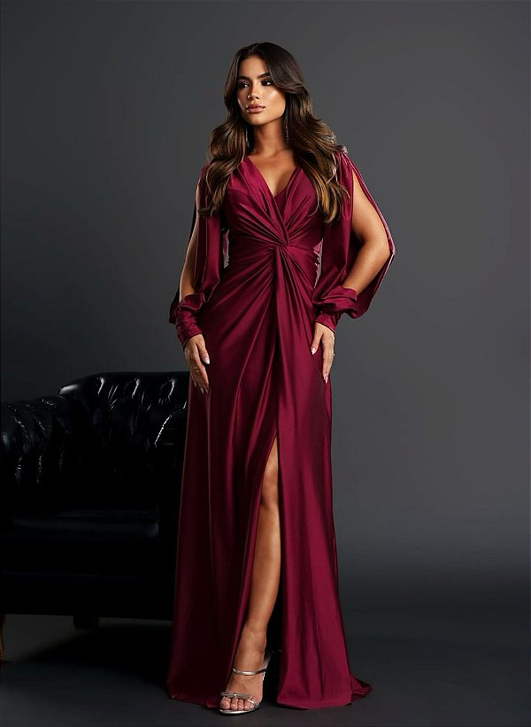 Vestido Roma Marsala + Clutch Brinde