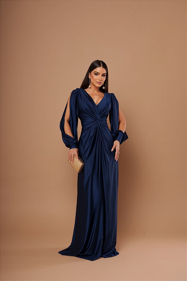 Vestido Roma Azul Marinho + Clutch Brinde