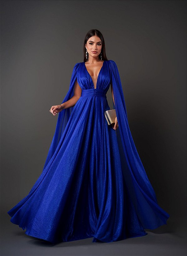 Vestido Verona longo azul royal