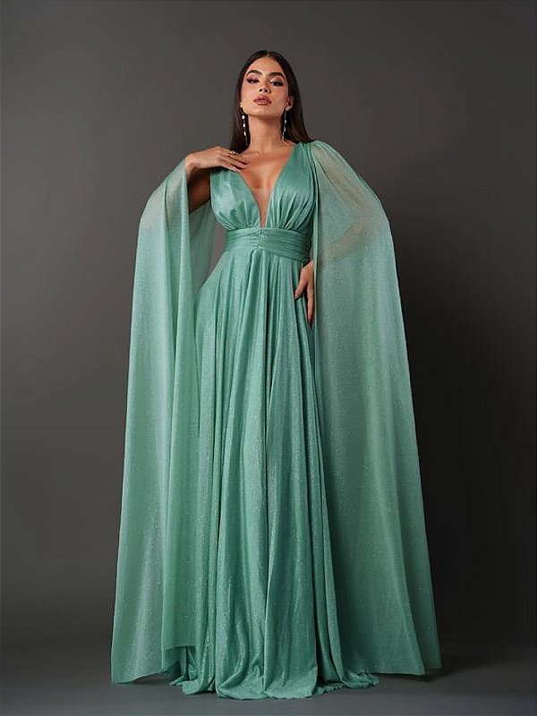 Vestido Verona longo verde menta