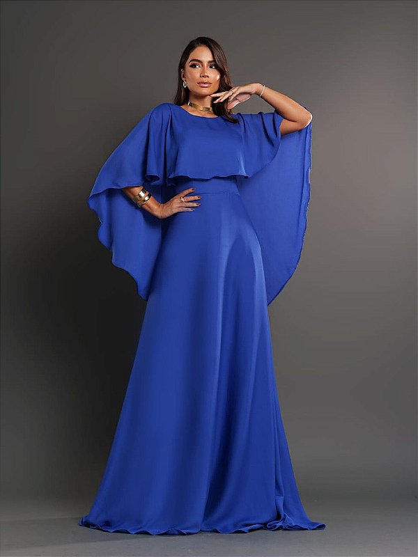 Vestido Turquia longo azul royal