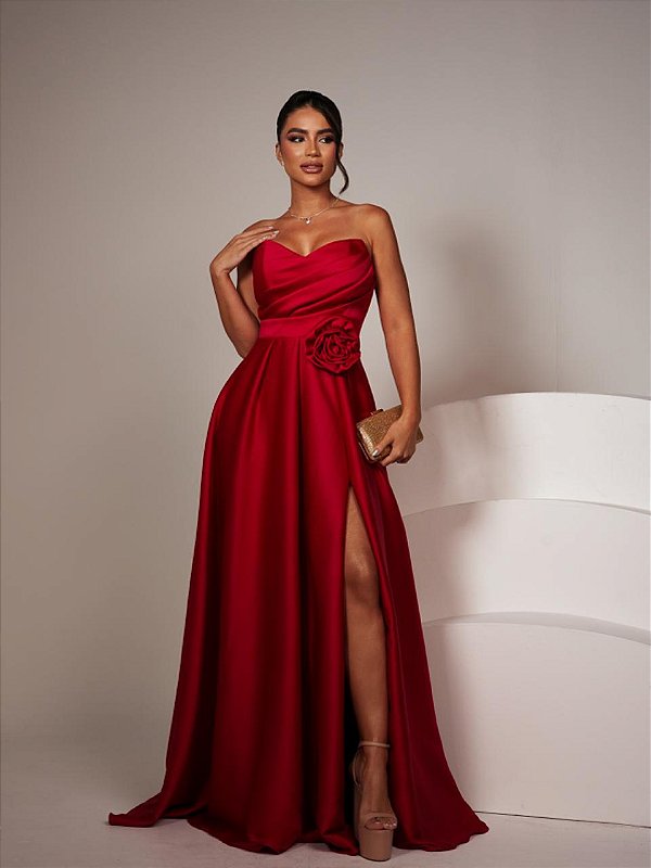 Vestido Kansas City longo vermelho