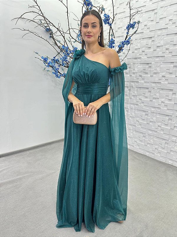 Vestido Santa Lucia verde esmeralda + Clutch brinde