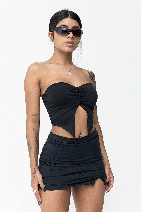 Cropped drapeado
