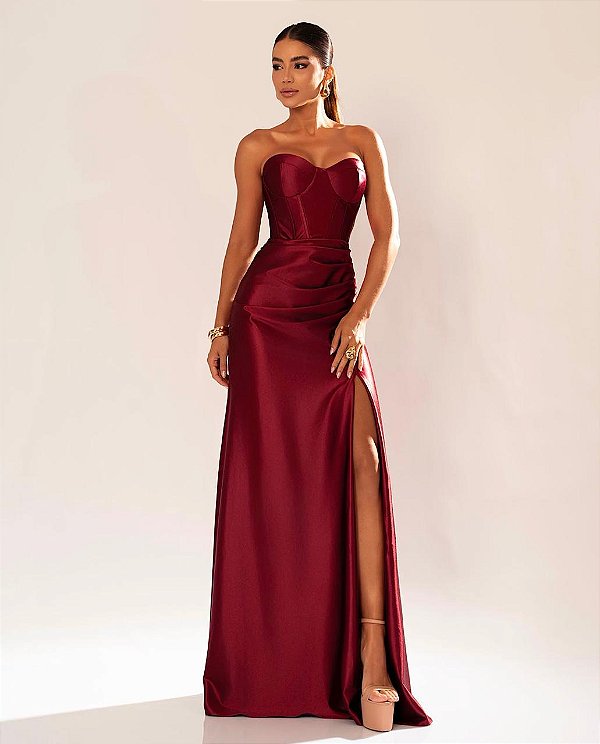 Vestido Raya marsala + Clutch Brinde