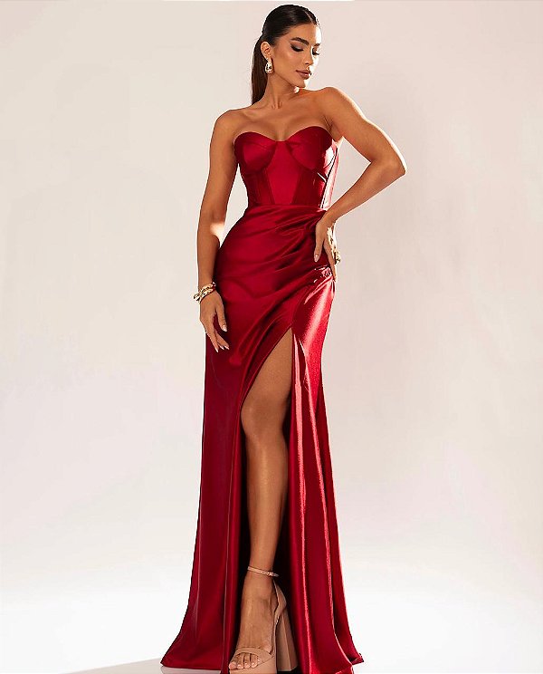 Vestido Raya vermelho + Clutch Brinde