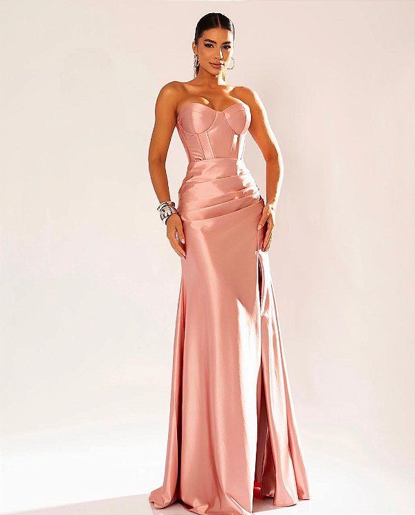 Vestido Raya rose + Clutch Brinde