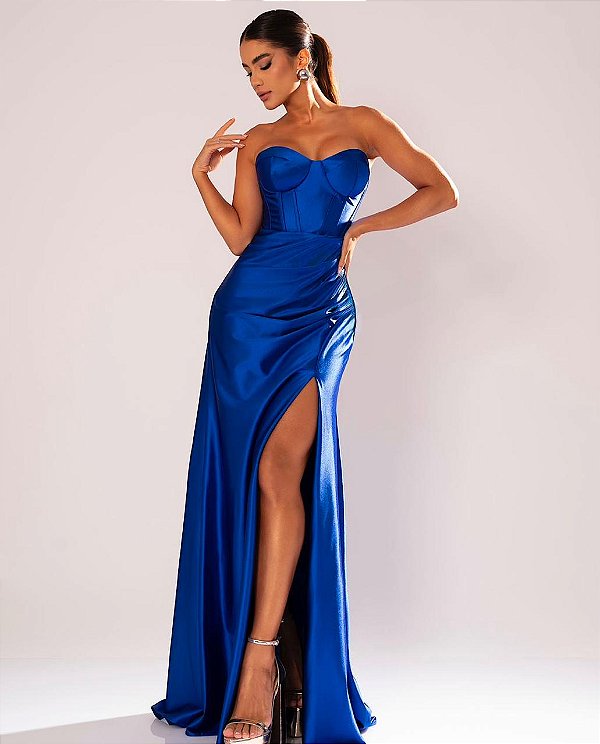 Vestido Raya azul royal + Clutch Brinde