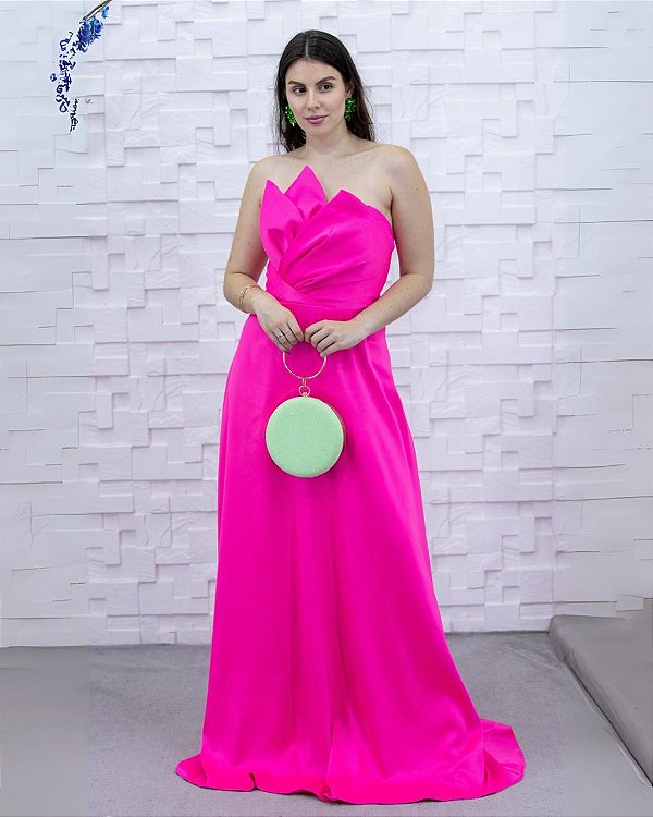 Vestido Washington rosa chiclete + Clutch brinde