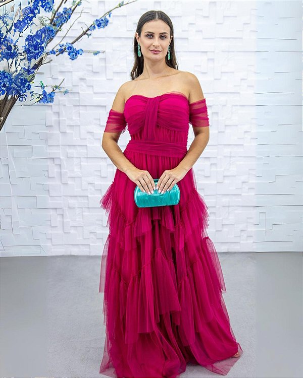 Vestido Juli rosa pink + Clutch brinde