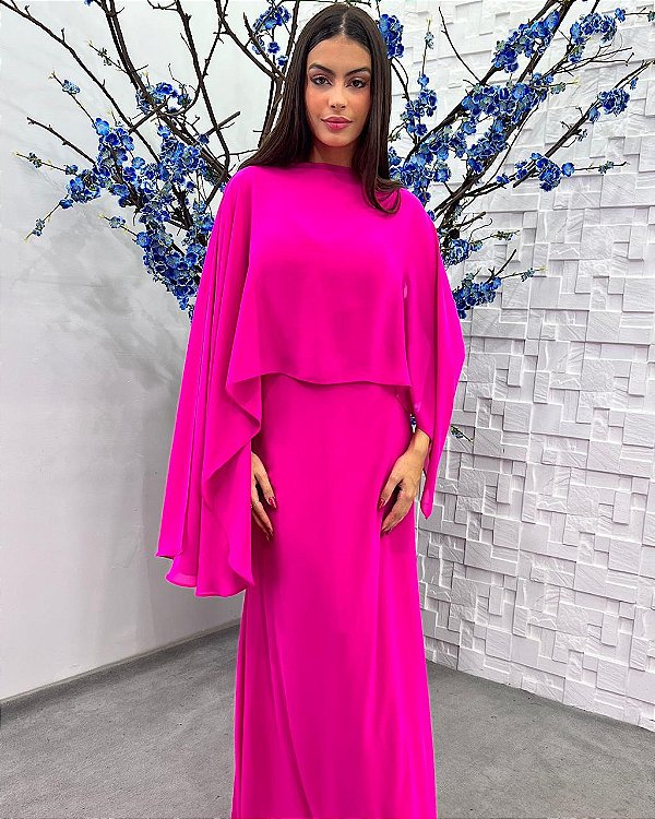 Vestido Airi rosa chiclete + Clutch brinde