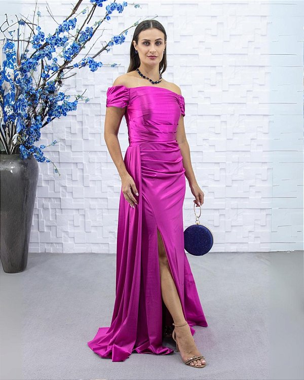 Vestido Amely rosa fúcsia