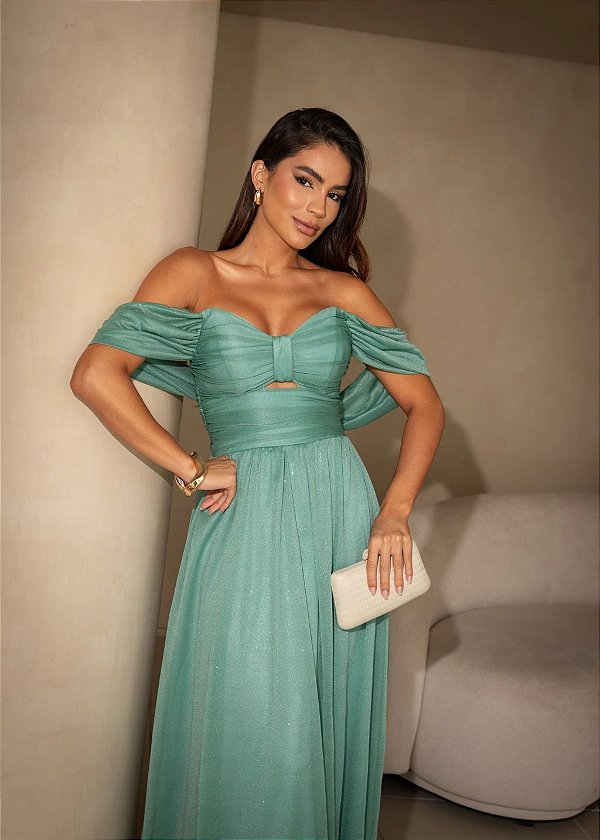 Vestido Arizona verde menta + Clutch brinde