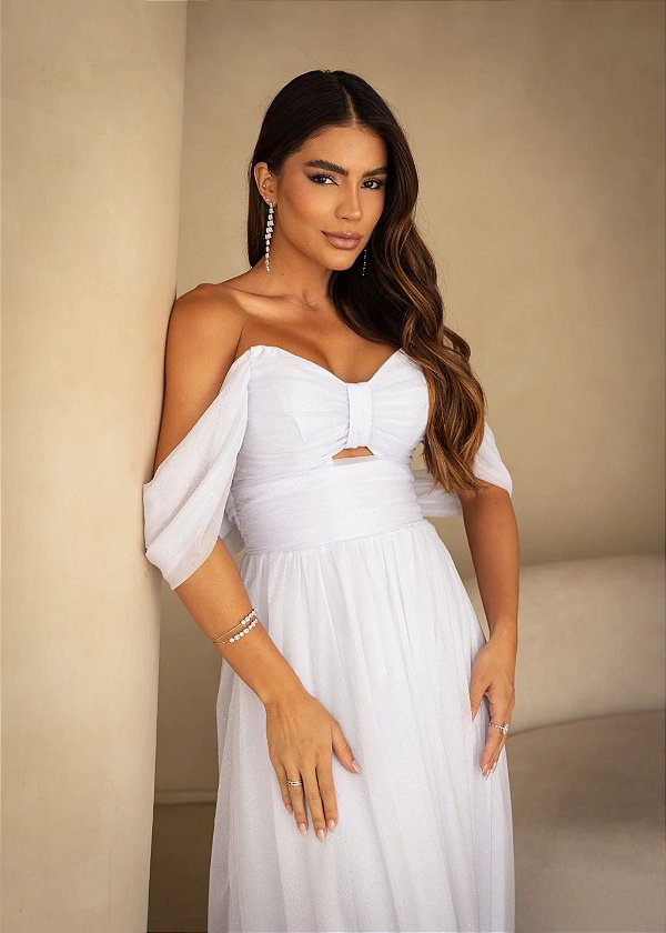 Vestido Arizona branco + Clutch brinde