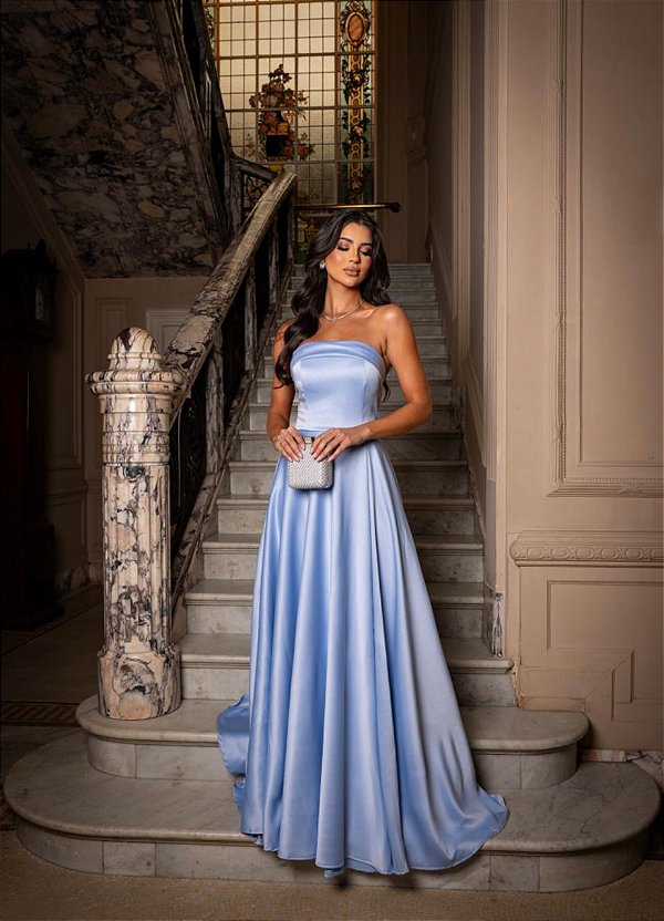 Vestido Amazonas azul serenity + Clutch brinde