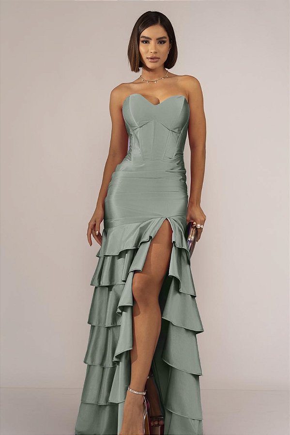 Vestido Cally verde menta + Clutch Brinde