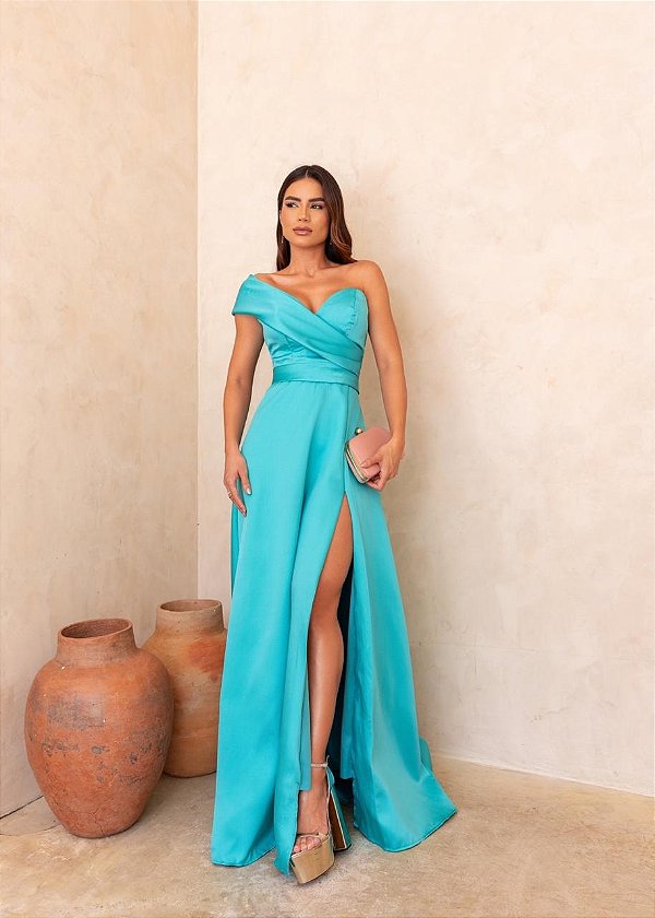 Vestido Sassari tiffany + Clutch brinde