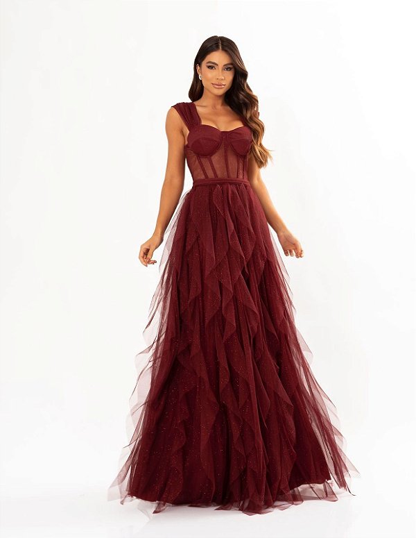 Vestido Aurora marsala + Clutch brinde